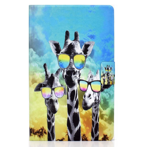 For Huawei Matepad SE 10.4 2022 Electric Pressed Colored Drawing Leatherette Tablet Case(Glasses Giraffe)