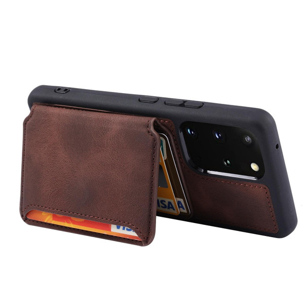 For Samsung Galaxy S20+ Feel Dream Anti-theft Brush Shockproof Portable Skin Card Bag Phone Case(Coffee)