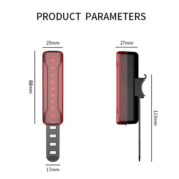 A02 Bicycle Taillight Bicycle Riding Motorcycle Electric Car LED Mountain Bike USB Charging Safety Warning Light (50 Hours, Color Box)