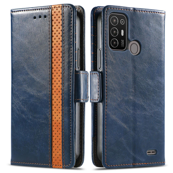 For ZTE Blade A52 CaseNeo Splicing Dual Magnetic Buckle Leather Phone Case(Blue)