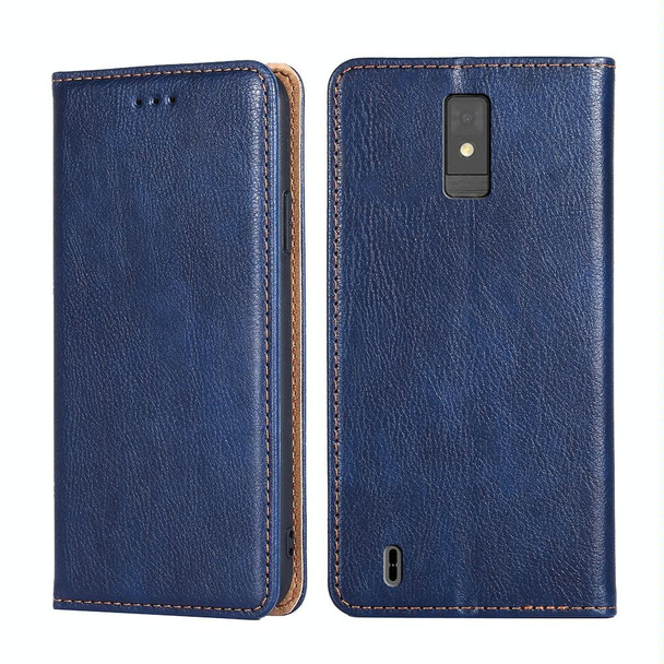 For ZTE Blade A32 Gloss Oil Solid Color Magnetic Leather Phone Case(Blue)
