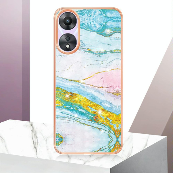 For OPPO A78/A58 Electroplating Marble Dual-side IMD Phone Case(Green 004)