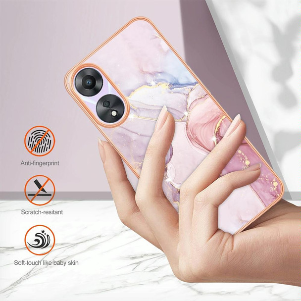 For OPPO A78/A58 Electroplating Marble Dual-side IMD Phone Case(Rose Gold 005)