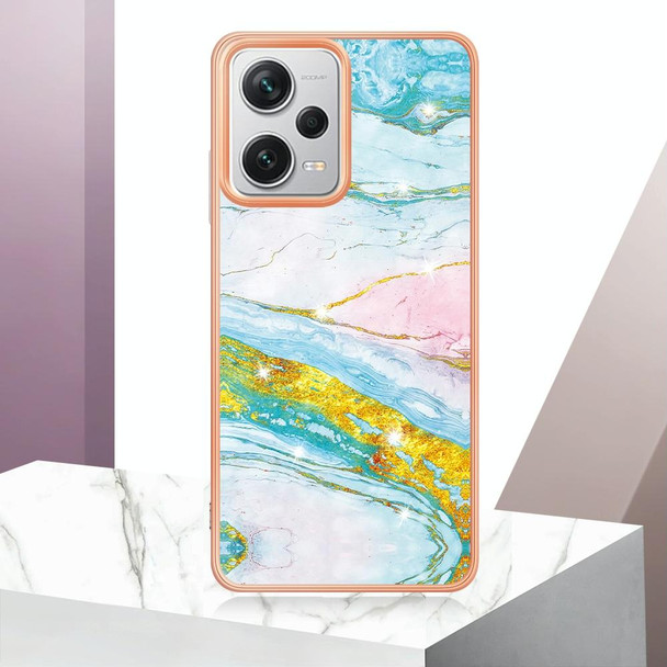 For Xiaomi Redmi Note 12 Pro+ 5G Global Electroplating Marble Dual-side IMD Phone Case(Green 004)