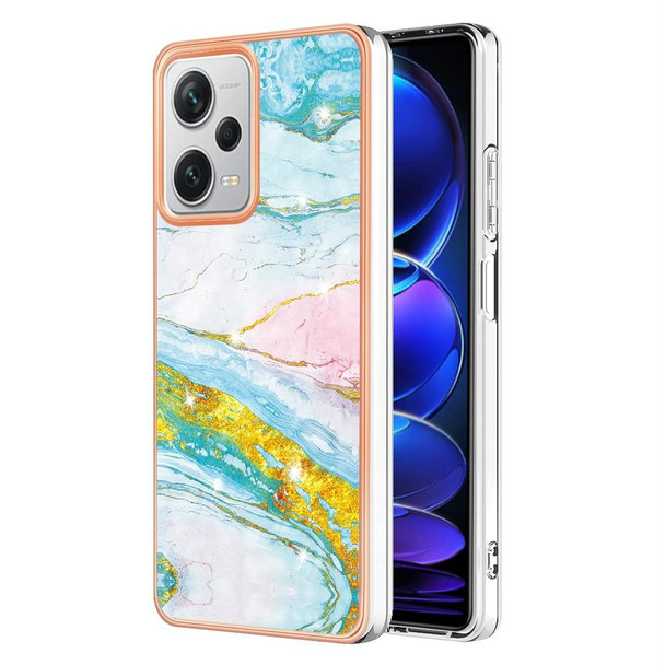 For Xiaomi Redmi Note 12 Pro+ 5G Global Electroplating Marble Dual-side IMD Phone Case(Green 004)