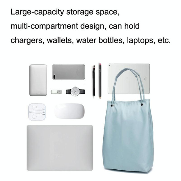 For Apple Macbook Shoulder / Handheld / Messenger Computer Bag, Size: Large(Lake blue+gray PU Power Bag)