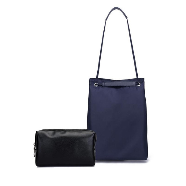 For Apple Macbook Shoulder / Handheld / Messenger Computer Bag, Size: Small(Navy+Black PU Power Bag)