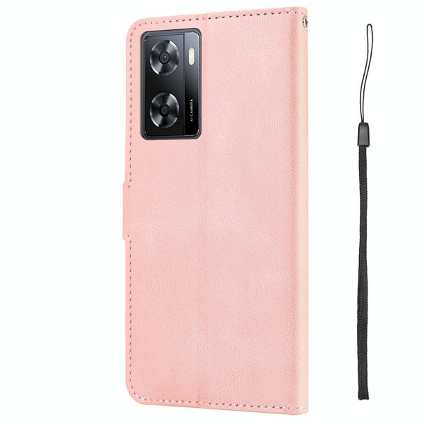 For OPPO A57 4G Global / A77 4G Global / A77s 4G/A57s 4G/A57e 4G/OnePlus Nord N20 SE 4G Global Fantasy Skin-feel Calfskin Texture Leatherette Phone Case(Pink)