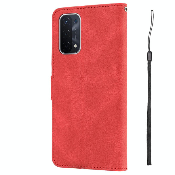 For OPPO  A54 5G / A74 5G / A93 5G / OnePlus Nord N200 5G Fantasy Skin-feel Calfskin Texture Leatherette Phone Case(Red)