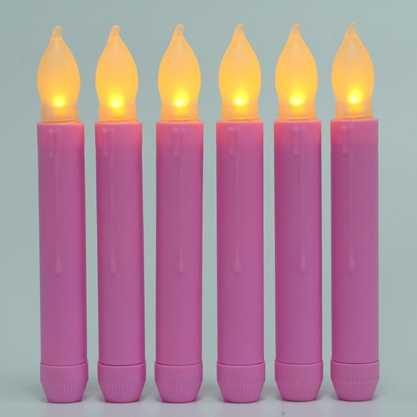 12pcs / Box LED Electronic Candle Lights Flameless Long Rod Christmas Candle, Spec:Flashing Yellow Light-Pink