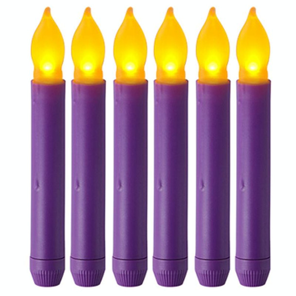 12pcs / Box LED Electronic Candle Lights Flameless Long Rod Christmas Candle, Spec:Flashing Yellow Light-Purple