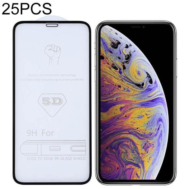 25 PCS 9H 5D Full Glue Full Screen Tempered Glass Film for iPhone XS Max