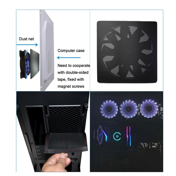 10pcs 12cm Punching Magnetic Suction PVC Cooling Fan Dust Net Desktop Computer Industrial Fan Filter Cover