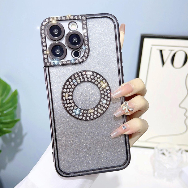 For iPhone 14 Pro Electroplated Diamond Gradient Glitter Phone Case(Black)