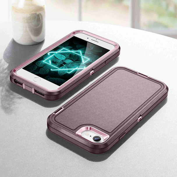 For iPhone SE 2022 / SE 2020 / 8 / 7 Life Waterproof Rugged Phone Case(Purple + Pink)