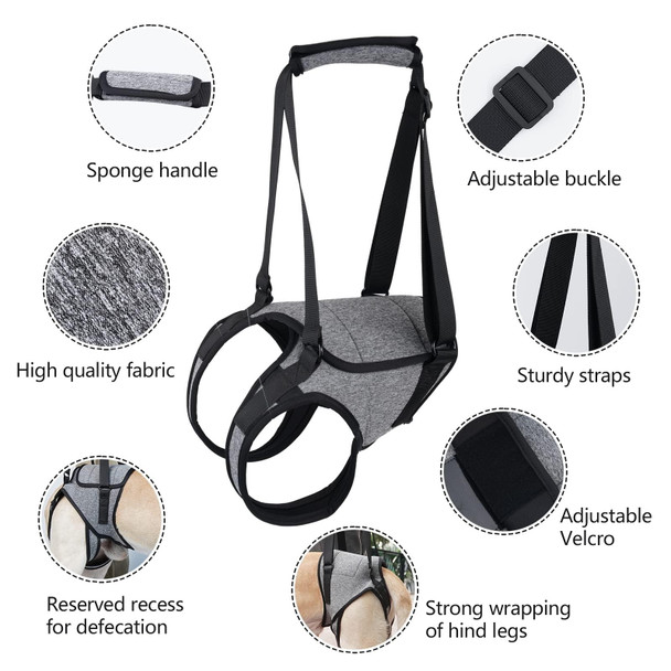 Dog Hind Leg Auxiliary Strap Decompression Auxiliary Travel Belt For Elderly and Injured Dog, Size: L