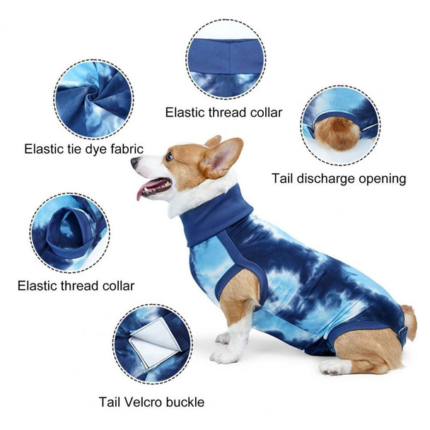 Tie-dye Dog Postoperative Clothes Easy to Put On and Take Off Pet Sterilization Clothes, Size: L(Blue)