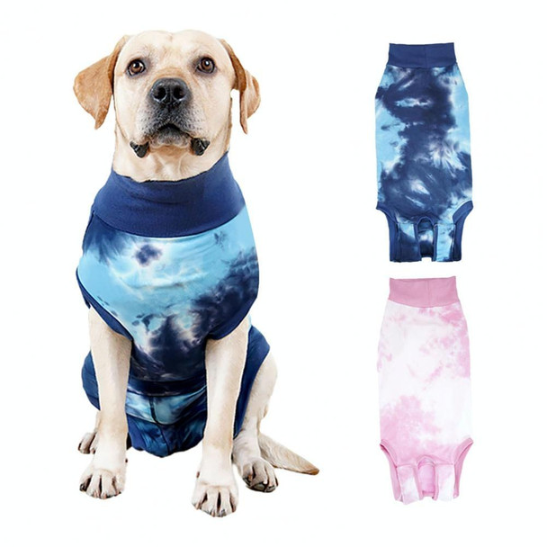 Tie-dye Dog Postoperative Clothes Easy to Put On and Take Off Pet Sterilization Clothes, Size: XXXL(Blue)