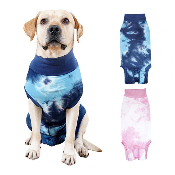 Tie-dye Dog Postoperative Clothes Easy to Put On and Take Off Pet Sterilization Clothes, Size: XXL(Blue)