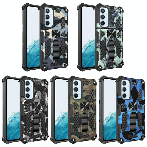 For Samsung Galaxy A54 5G Camouflage Armor Shockproof TPU + PC Magnetic Protective Phone Case with Holder(Mint Green)