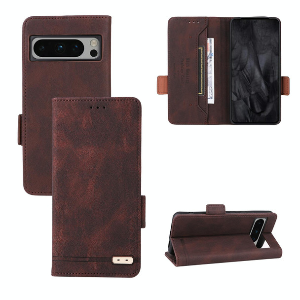 For Google Pixel 8 Pro Magnetic Clasp Leatherette Phone Case(Brown)