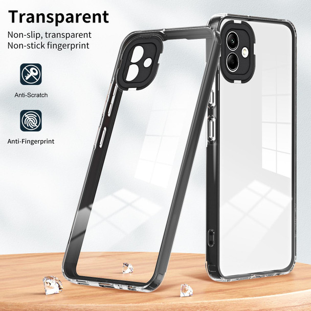 For Samsung Galaxy A04e 3 in 1 Clear TPU Color PC Frame Phone Case(Black)