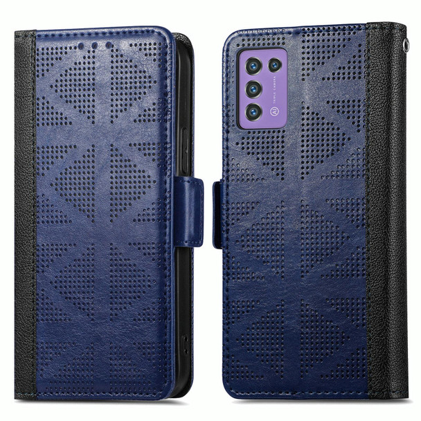 For ZTE Libero 5G III Grid Leather Flip Phone Case(Blue)