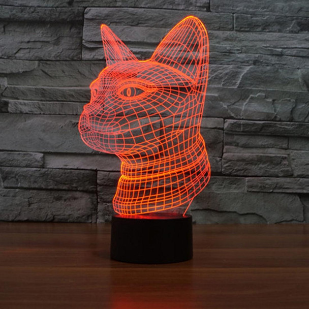 Side Face Cat Style 3D Touch Switch Control LED Light , 7 Color Discoloration Creative Visual Stereo Lamp Desk Lamp Night Light
