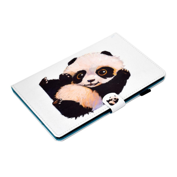 For Lenovo Tab M9 Sewing Thread Horizontal Painted Tablet Leatherette Case(Beckoning Panda)