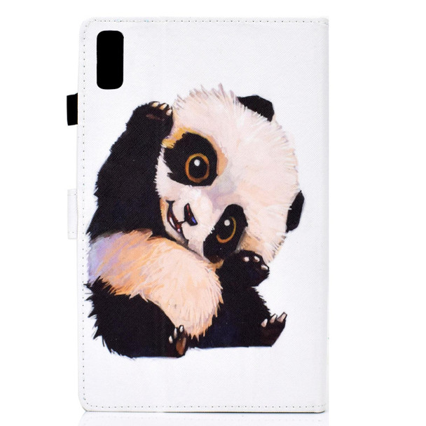 For Lenovo Tab M9 Sewing Thread Horizontal Painted Tablet Leatherette Case(Beckoning Panda)