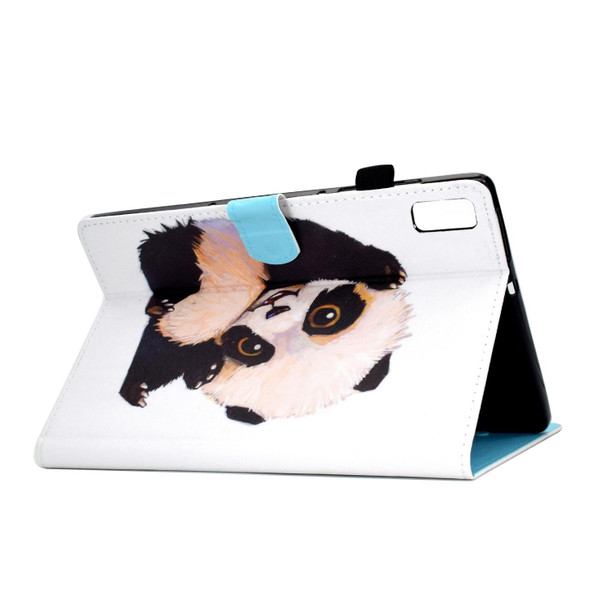 For Lenovo Tab M9 Sewing Thread Horizontal Painted Tablet Leatherette Case(Beckoning Panda)