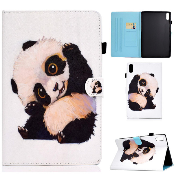 For Lenovo Tab P11 Gen 2 Sewing Thread Horizontal Painted Tablet Leatherette Case(Beckoning Panda)