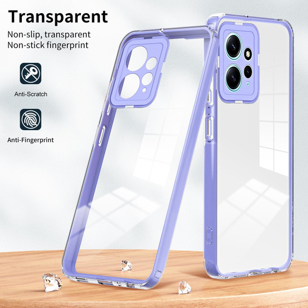 For Xiaomi Redmi Note 12 4G Global 3 in 1 Clear TPU Color PC Frame Phone Case(Purple)