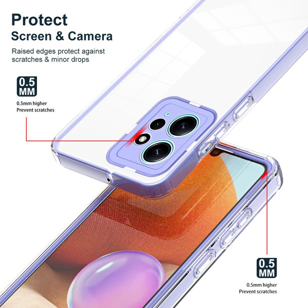 For Xiaomi Redmi Note 12 4G Global 3 in 1 Clear TPU Color PC Frame Phone Case(Purple)