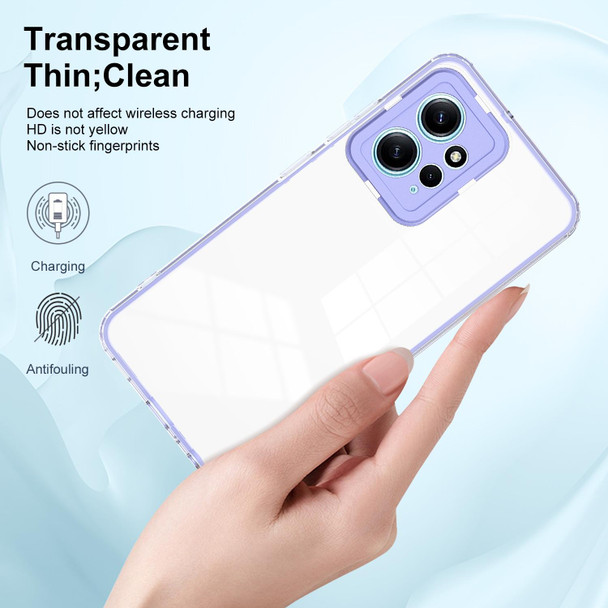 For Xiaomi Redmi Note 12 4G Global 3 in 1 Clear TPU Color PC Frame Phone Case(Purple)