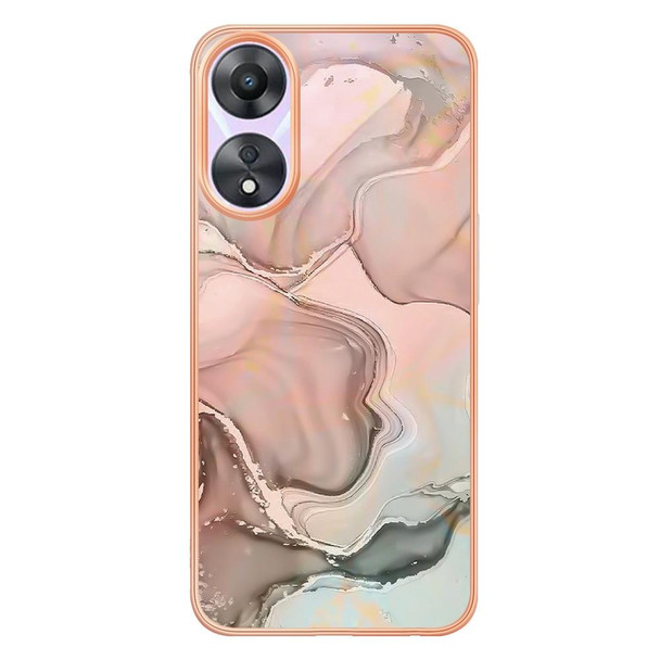 For OPPO A78/A58 Electroplating Marble Dual-side IMD Phone Case(Rose Gold 015)