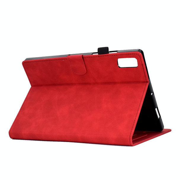 For Lenovo Tab P11 Gen 2 Peony Butterfly Embossed Leatherette Tablet Case(Red)