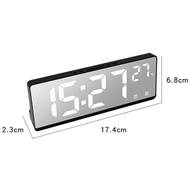 6631 LED Digital Display Multifunctional Electronic Clock Desktop Temperature Mirror Alarm Clock(Green Light)