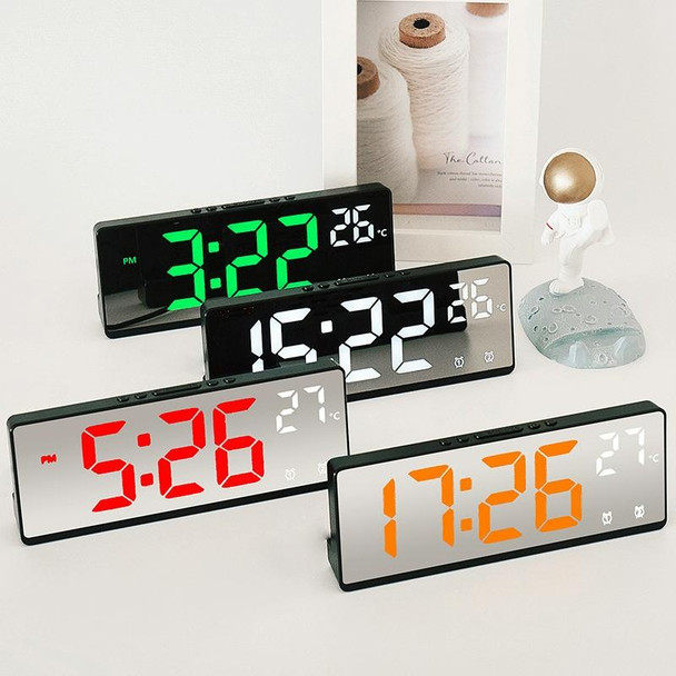 6631 LED Digital Display Multifunctional Electronic Clock Desktop Temperature Mirror Alarm Clock(Green Light)