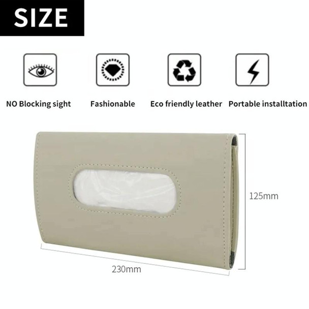 Car Sun Visor Tissue Holder Leatherette Hanging Storage Box(Beige)