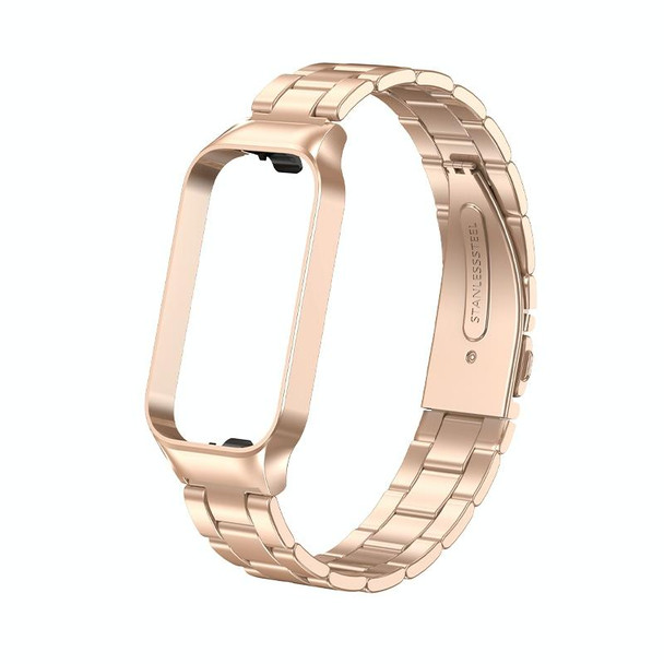 For Redmi Band 2 Three-bead Metal Watch Band(Rose Gold)