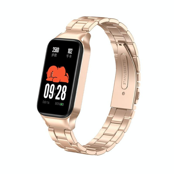 For Redmi Band 2 Three-bead Metal Watch Band(Rose Gold)