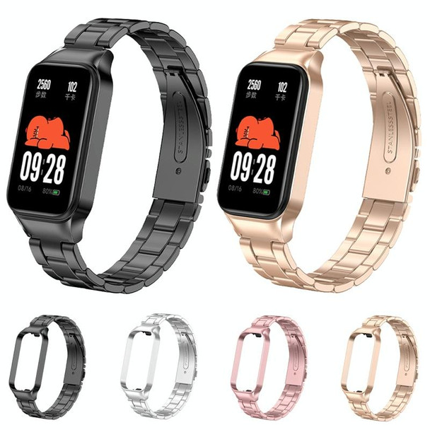 For Redmi Band 2 Three-bead Metal Watch Band(Rose Pink)