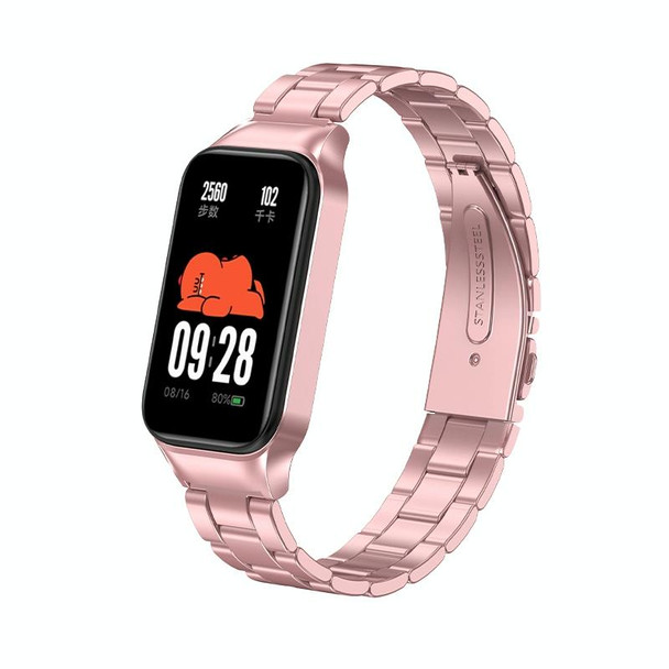 For Redmi Band 2 Three-bead Metal Watch Band(Rose Pink)