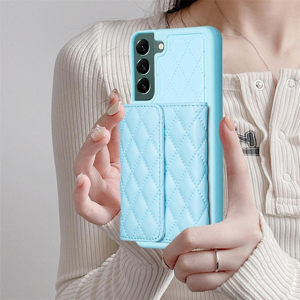 For Samsung Galaxy S22+ 5G Horizontal Wallet Rhombic Leatherette Phone Case(Blue)