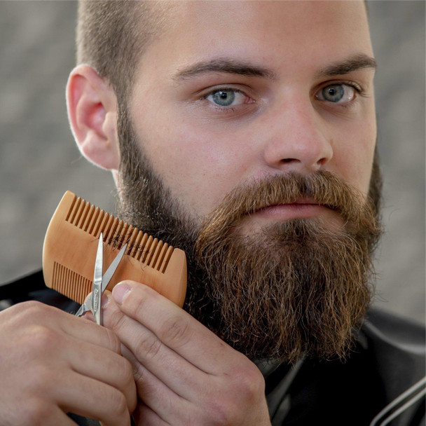 TW-BC90 Beard Wooden Comb Beard Shape Double-Sided Comb With PU Leather Case