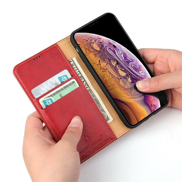 Dermis Texture PU Horizontal Flip Leatherette Case for iPhone X / XS, with Holder & Card Slots & Wallet(Red)