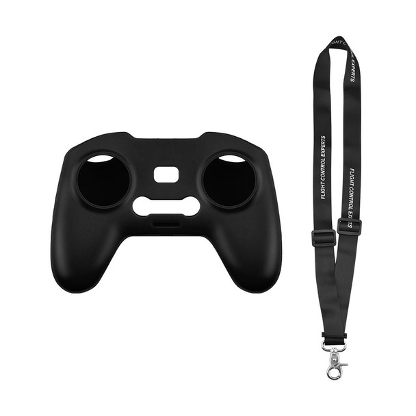 For DJI FPV Combo Remote Control PULUZ Silicone Protective Case with Neck Strap (Black)