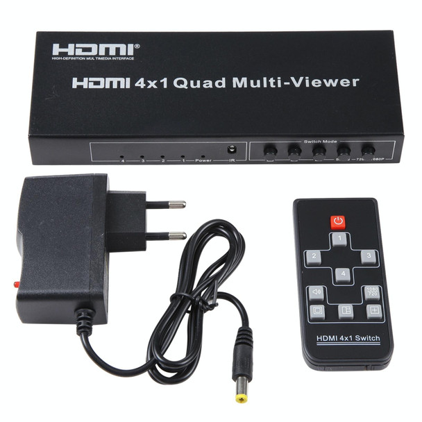 4 in 1 Out HDMI Quad Multi-viewer with Seamless Switcher, AU Plug