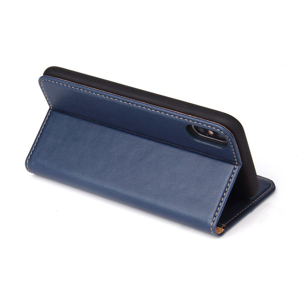 Dermis Texture PU Horizontal Flip Leatherette Case for iPhone XS Max, with Holder & Card Slots & Wallet(Blue)